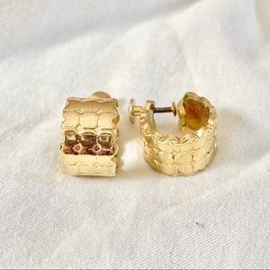 Gold Clip On Chunky Earrings